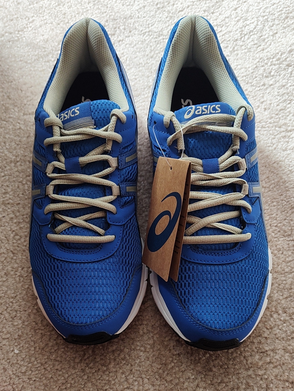 Asics Men’s Athletic Running Shoes in Blue with Tan Laces